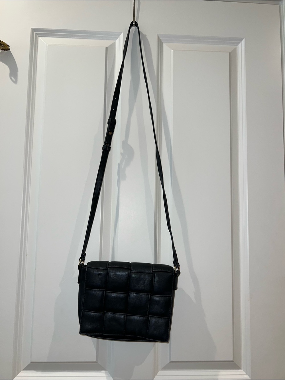 Alfani Black Quilted Crossbody Bag with Adjustable Strap